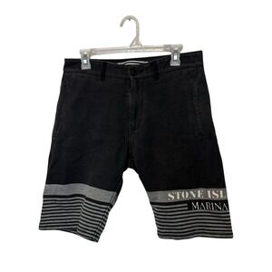 Stone Island Shorts Mens Black Gray Denim Marina Chino Streetwear Y2K Jean Jorts